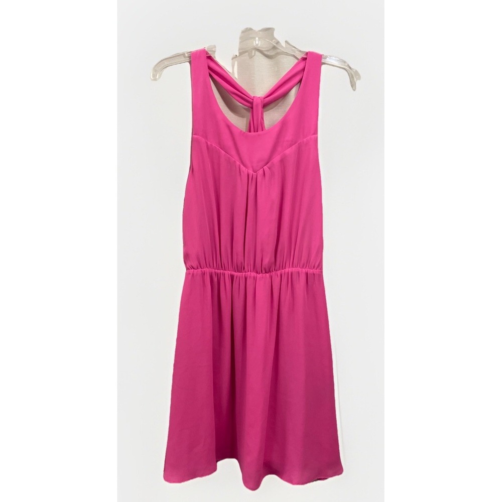 H & M Hot Pink Racer Back Chiffon‎ Flowy Lightweight Mini Dress Women's Size 8